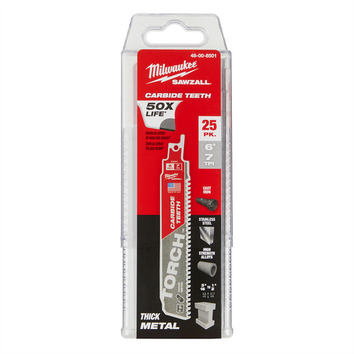 Milwaukee Tool 6" 8 TPI The TORCH with Carbide Teeth 25PK
