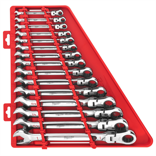 Milwaukee Tool 15pc SAE Flex Head Ratcheting Combination Wrench Set