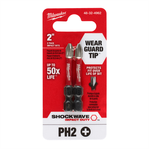 Milwaukee Tool SHOCKWAVE Impact Duty 2" PH2 Bit 2PK Milwaukee Tool SHOCKWAVE Impact Duty 2" PH2 Bit 2PK