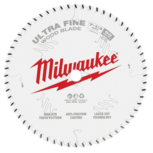 Milwaukee Tool 7-1/4" 60T Ultra Fine Finish Circular Saw Blade Milwaukee Tool 7-1/4" 60T Ultra Fine Finish Circular Saw Blade