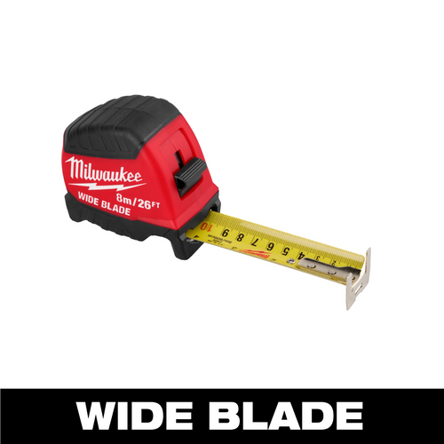 Milwaukee Tool 8m/26ft Wide Blade Tape Measure Milwaukee Tool 8m/26ft Wide Blade Tape Measure