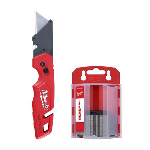 Milwaukee Tool FASTBACK Folding Utility Knife with Blade Storage and 50pc Blades Milwaukee Tool FASTBACK Folding Utility Knife with Blade Storage and 50pc Blades