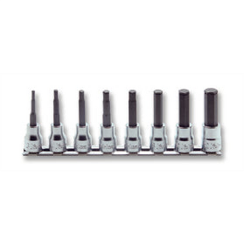 Ko-ken USA 3/8 Sq. Dr. Bit Grip Ring Hex Bit Socket Set, 3mm-12mm Hex - 8 pieces