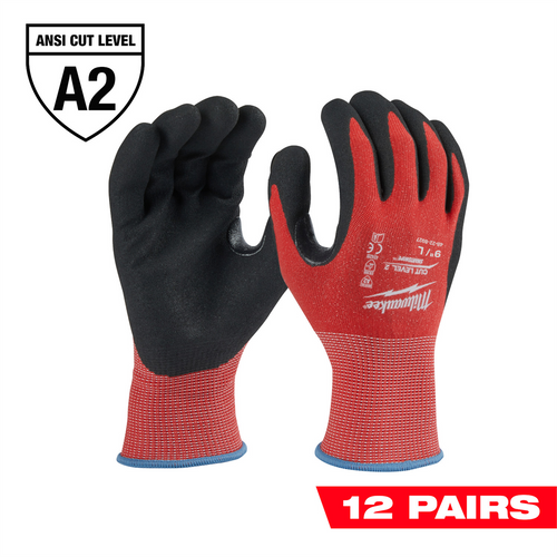 Milwaukee Tool 12 Pair Cut Level 2 Nitrile Dipped Gloves - L