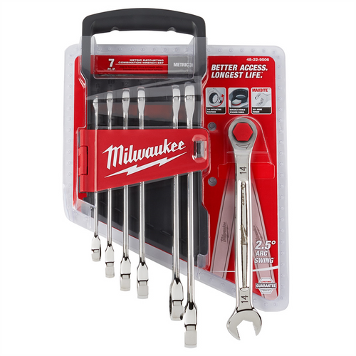 Milwaukee Tool 7pc Ratcheting Combination Wrench Set - Metric