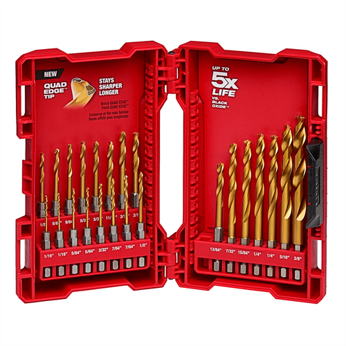 Milwaukee Tool SHOCKWAVE Impact Duty RED HELIX Titanium Drill Bit Set &hyphen; 23PC