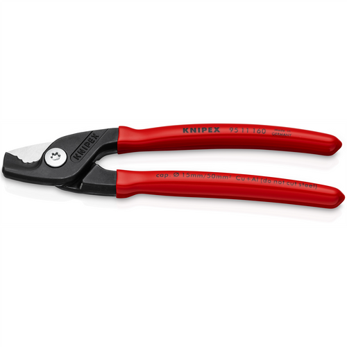 KNIPEX 6 1/4" Cable Shears with StepCut Cutting Edges packaged in clam shell