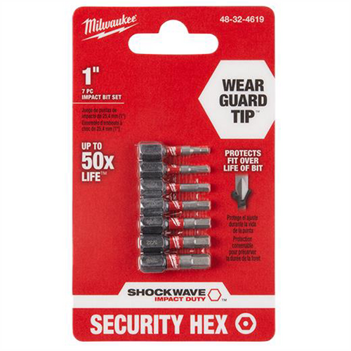 Milwaukee Tool SHOCKWAVE Hex Security Insert Bit Set - 7PC