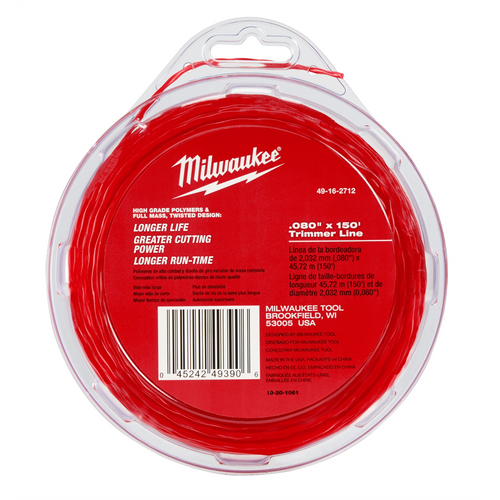 Milwaukee Tool .080"X150 FT. BRUSH GRASS LANDSCAPING TRIMMER LINE Milwaukee Tool .080"X150 FT. BRUSH GRASS LANDSCAPING TRIMMER LINE