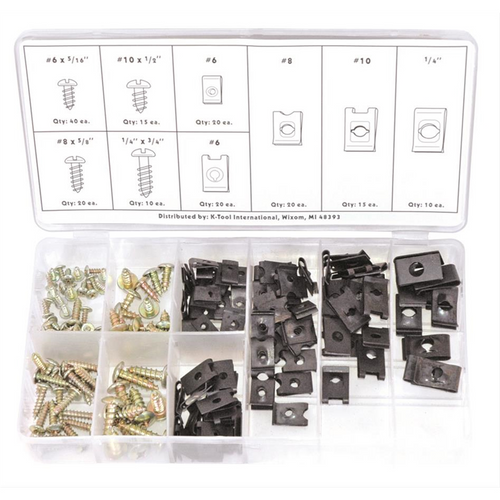 K Tool International 170-Piece U-Clip and Screw Assortment Kit K Tool International 170-Piece U-Clip and Screw Assortment Kit