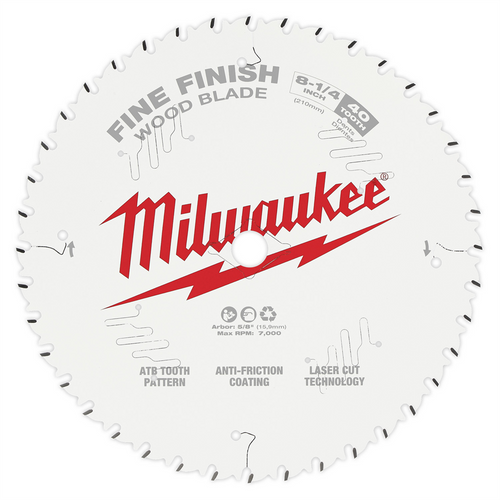 Milwaukee Tool 8-1/4" 40T Fine Finish Circular Saw Blade Milwaukee Tool 8-1/4" 40T Fine Finish Circular Saw Blade