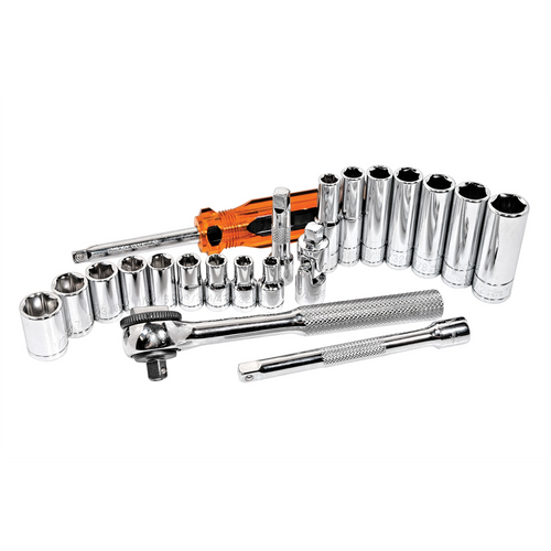 K Tool International Socket Set 21 pc 1/4 in. Drive SAE 6 pt. K Tool International Socket Set 21 pc 1/4 in. Drive SAE 6 pt.