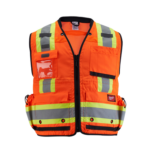 Milwaukee Tool Class 2 Surveyor's High Visibility Orange Safety Vest - 4XL/5XL