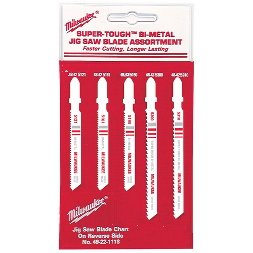 Milwaukee Tool (5-PK) OF T-SHANK METAL/WOOD CUTTING JIG SAW BLADE ASSORTMENT