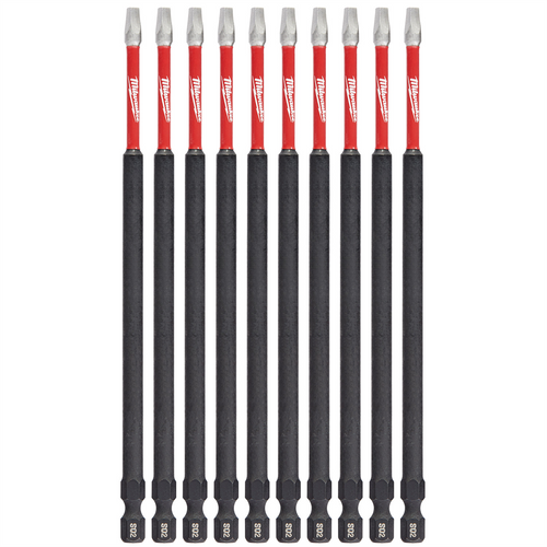 Milwaukee Tool SHOCKWAVE 6" Impact Square Recess #2 Power Bits (10 Pk)