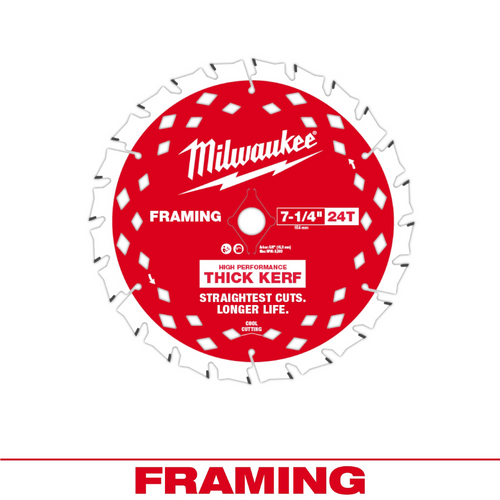 Milwaukee Tool 7-1/4 inch 24T Thick Kerf Framing Circular Saw Blade Milwaukee Tool 7-1/4 inch 24T Thick Kerf Framing Circular Saw Blade