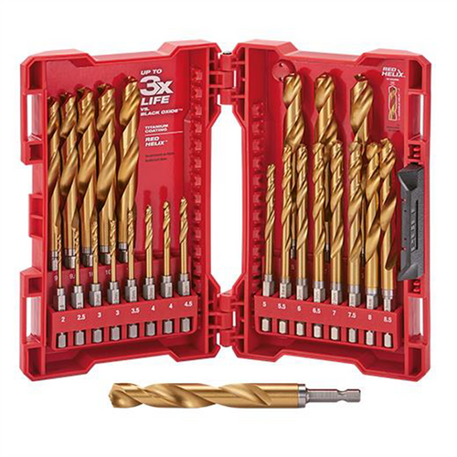 Milwaukee Tool SHOCKWAVE Impact Duty RED HELIX Titanium Metric Drill Bit Set &hyphen; 25PC