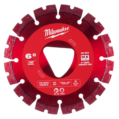 Milwaukee Tool Red 6&rdquo; x .100&rdquo; Diamond Blade for Green Concrete