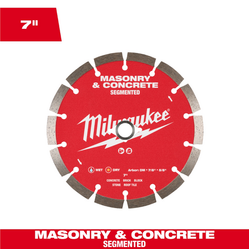 Milwaukee Tool 7 inch Segmented Masonry and Concrete Diamond Blade Milwaukee Tool 7 inch Segmented Masonry and Concrete Diamond Blade