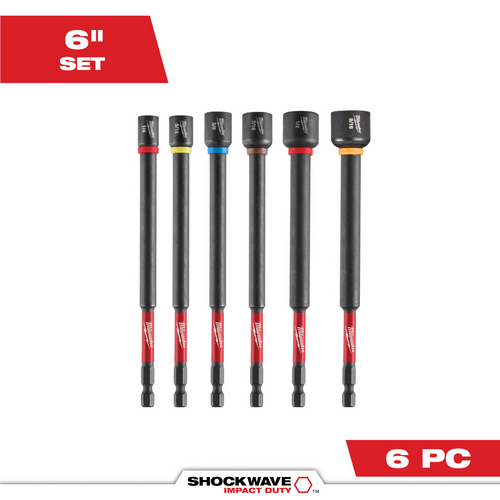 Milwaukee Tool 6 Piece SHOCKWAVE Impact Duty 6 Inch Magnetic Nut Driver Set Milwaukee Tool 6 Piece SHOCKWAVE Impact Duty 6 Inch Magnetic Nut Driver Set