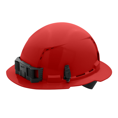 Milwaukee Tool BOLT Red Full Brim Vented Hard Hat w/4pt Ratcheting Suspension (USA) - Type 1, Class C