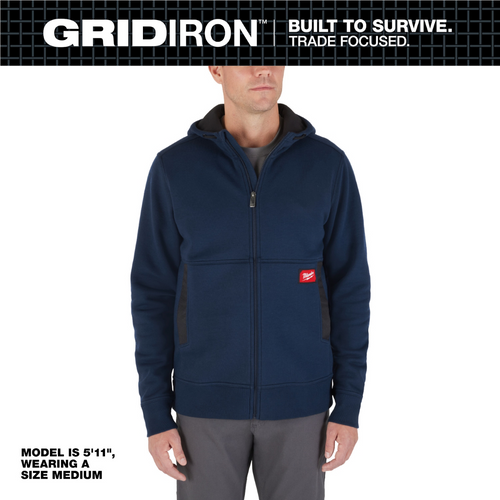 Milwaukee Tool GRIDIRON Full-Zip Hoodie- Blue- 2X