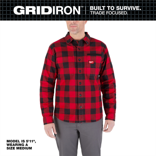 Milwaukee Tool GRIDIRON Flannel Shirt - Red - XL
