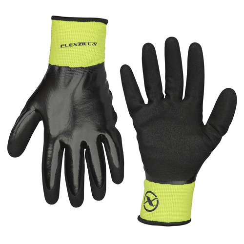 Legacy Manufacturing Flexzilla&reg; Full Nitrile Dip Winter Gloves, Black/ZillaGreen&trade;, L