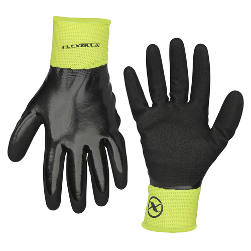 Legacy Manufacturing Flexzilla&reg; Full Nitrile Dip Winter Gloves, Black/ZillaGreen&trade;, XL