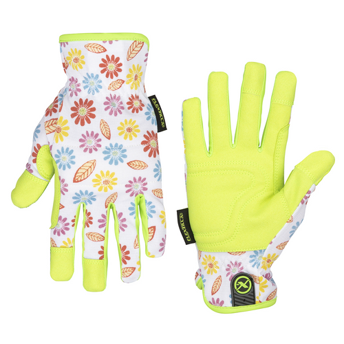 Legacy Manufacturing Flexzilla&reg; Garden Utility Gloves, Synthetic Leather, Floral/ZillaGreen&trade;, For Women, M