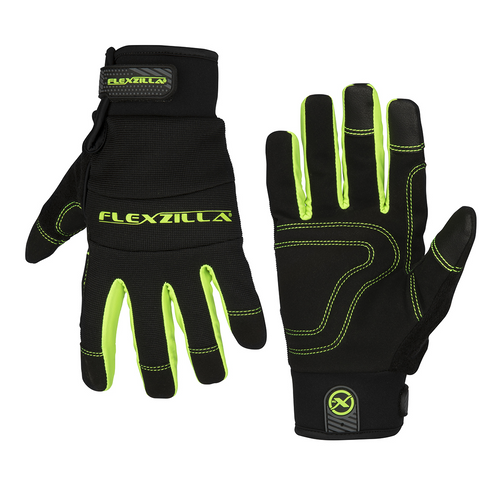 Legacy Manufacturing Flexzilla&reg; High Dexterity General Purpose Gloves, Synthetic Leather, Black/ZillaGreen&trade;, L