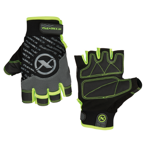 Legacy Manufacturing Flexzilla&reg; High Dexterity Fingerless Gloves, Polyurethane Palm, Gray/Black/ZillaGreen&trade;, XXL