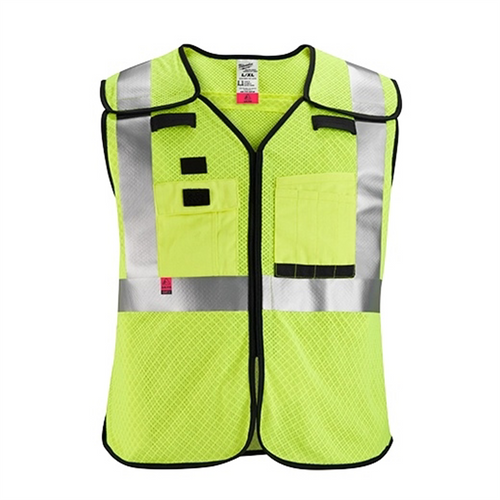 Milwaukee Tool AR/FR Cat. 1 Class 2 Breakaway High Visibility Yellow Mesh Safety Vest - 4XL/5XL (ANSI/CSA)