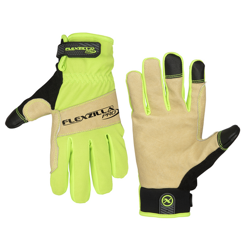 Legacy Manufacturing Flexzilla&reg; Pro High Dexterity Water-Resistant Hybrid Grain Leather Gloves, Natural/Black/ZillaGreen&trade;, L