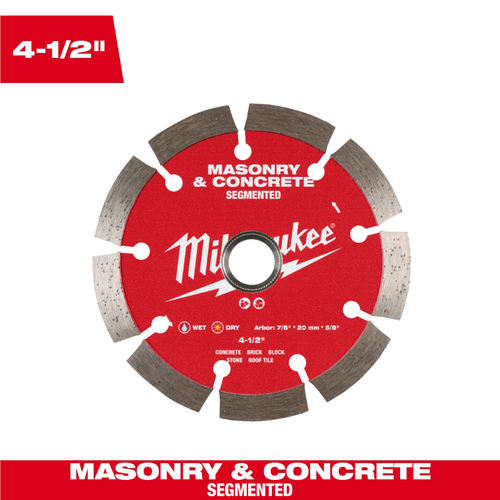 Milwaukee Tool 4 1/2 inch Segmented Masonry and Concrete Diamond Blade Milwaukee Tool 4 1/2 inch Segmented Masonry and Concrete Diamond Blade