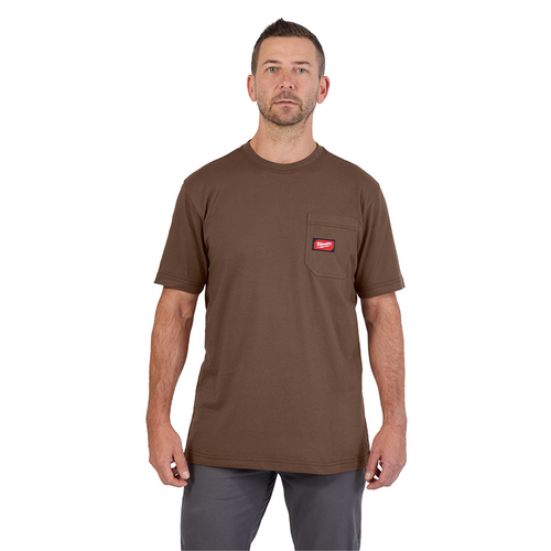 Milwaukee Tool GRIDIRON Pocket T-Shirt - Short Sleeve Brown 2X