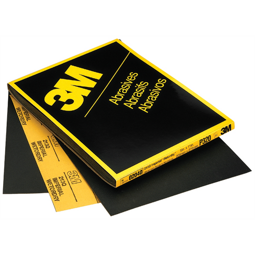 3M PAPER SHEETS IMPERIAL WETORDRY 9"X 11" P500, CARTON OF 5 (50 SHEETS PER CARTON)