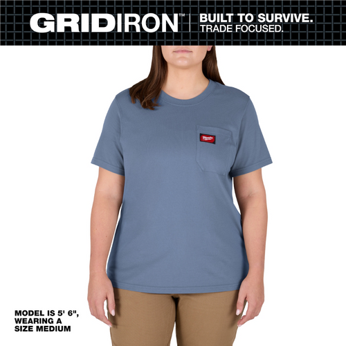 Milwaukee Tool Women's GRIDIRON Pocket T-Shirt - Short Sleeve -  Blue XL