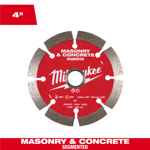 Milwaukee Tool 4 inch Segmented Masonry and Concrete Diamond Blade Milwaukee Tool 4 inch Segmented Masonry and Concrete Diamond Blade