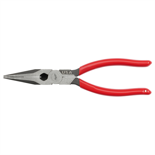Milwaukee Tool 8" Long Nose Dipped Grip Pliers (USA) Milwaukee Tool 8" Long Nose Dipped Grip Pliers (USA)