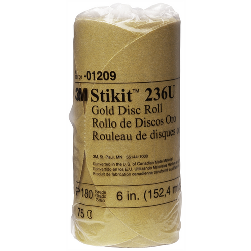 3M DISC ROLLS-GOLD STIKIT 6" P180 75/ROLL 12/CS 3M DISC ROLLS-GOLD STIKIT 6" P180 75/ROLL 12/CS