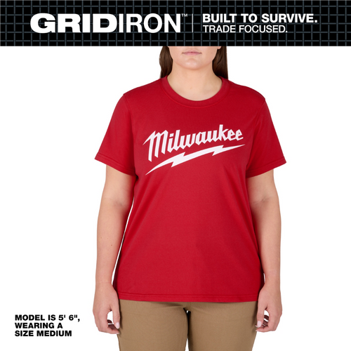 Milwaukee Tool Women's GRIDIRON Logo Tee - Short Sleeve -  Red -  L