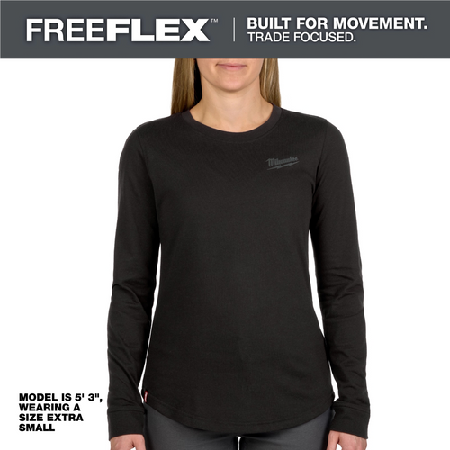 Milwaukee Tool Womens FREEFLEX Hybrid Tee - Long Sleeve Black L