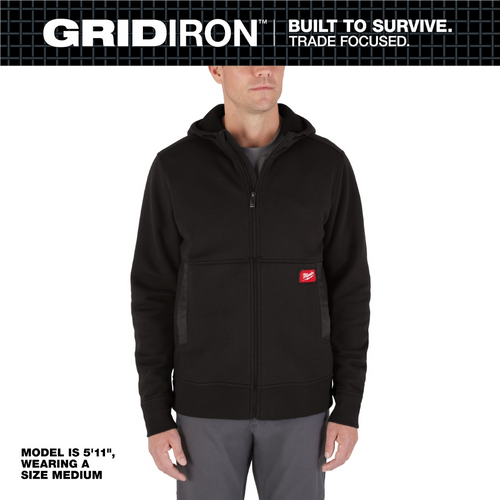 Milwaukee Tool GRIDIRON Full-Zip Hoodie- Black- 3X