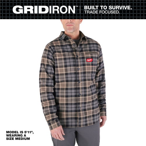 Milwaukee Tool GRIDIRON Flannel Shirt - Gray - S