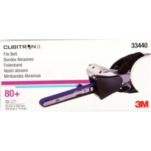 3M Cubitron II File Belt 80+ 10mmx330mm (3/8"x13") 10 belts/cart 5 cart/case