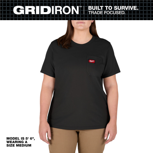 Milwaukee Tool Women's GRIDIRON Pocket T-Shirt - Short Sleeve -  Black -  2X