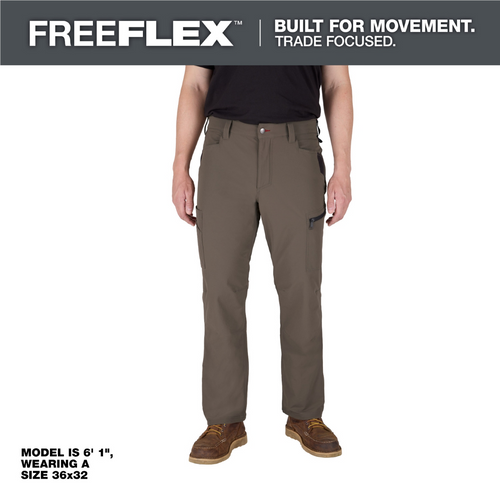 Milwaukee Tool FREEFLEX Tech Pants - Brown 38 X 30