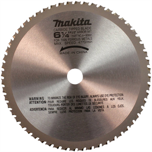 Makita 6 1/4" 56T Carbide Tipped Saw Blade, Ferrous Metal, Thin Gauge