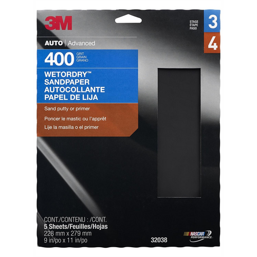 3M PAPER SHEETS-WETORDRY 9"X 11" P400 5/PK 10PK/CS